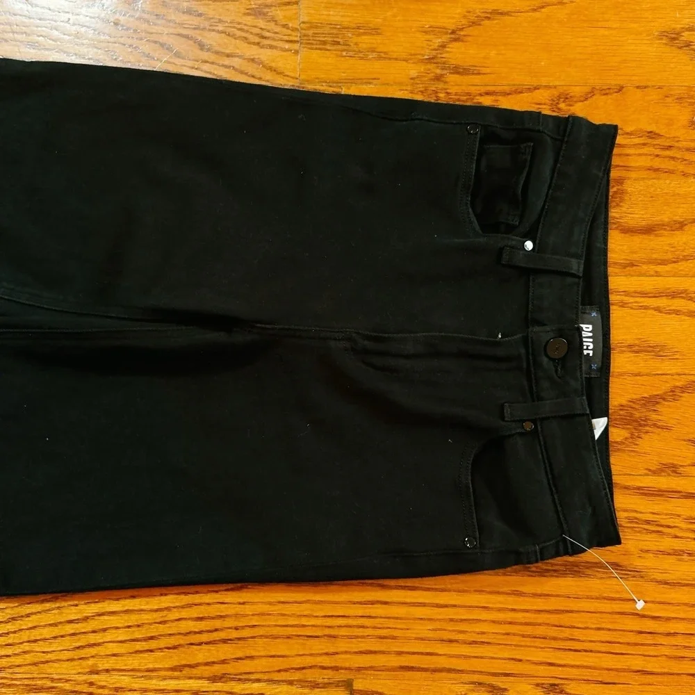 PAIGE‎ Stella High-Rise Straight Jeans Black Overdye Size 24 NWOT Stretch